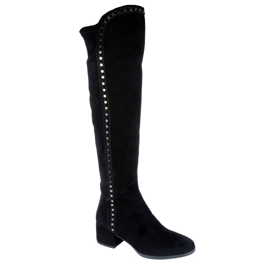 Le Pepe Black Suede Over the knee boots with metal
